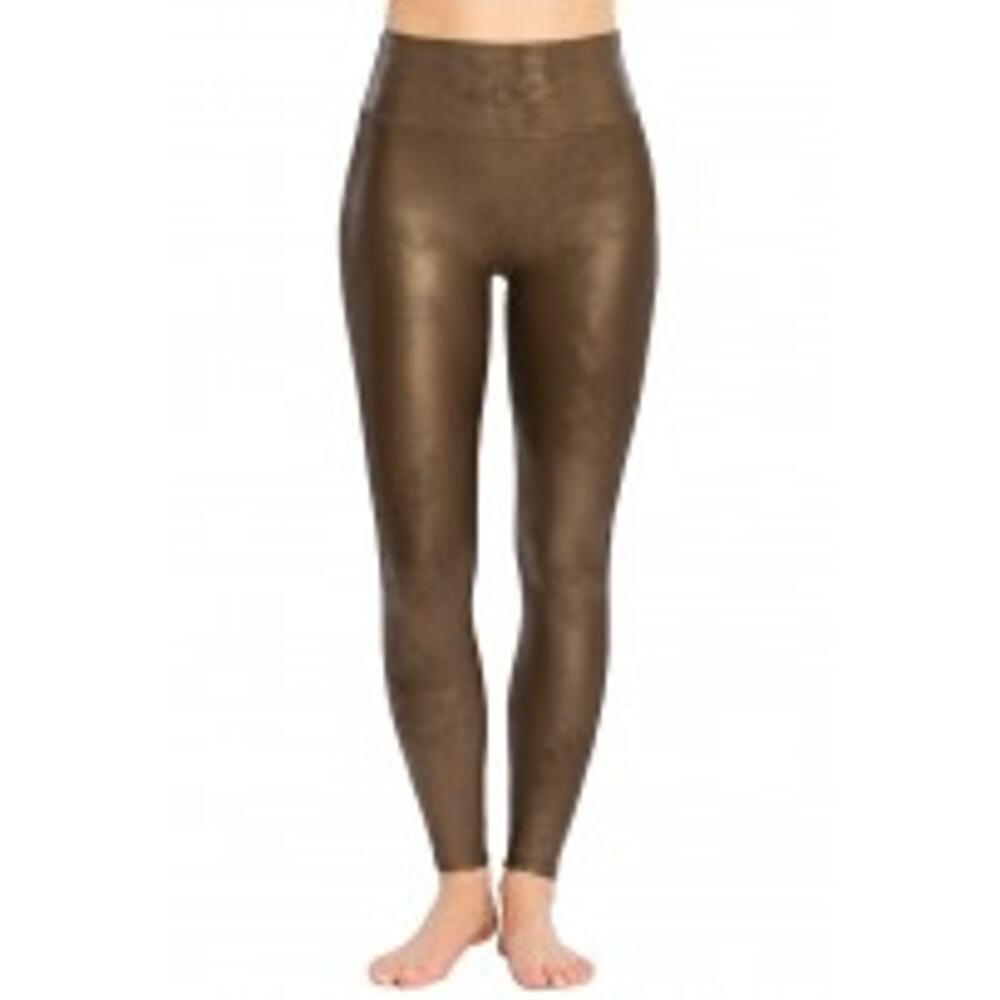 Spanx Women's Shape Faux Leather Leggings Bronze Metal Size S